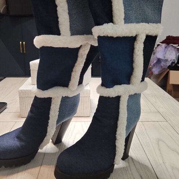 ✨ I Am JenniferLe VAUGHAN II Denim Heel Boots – Size 10 ✨ - Picture 2 of 12